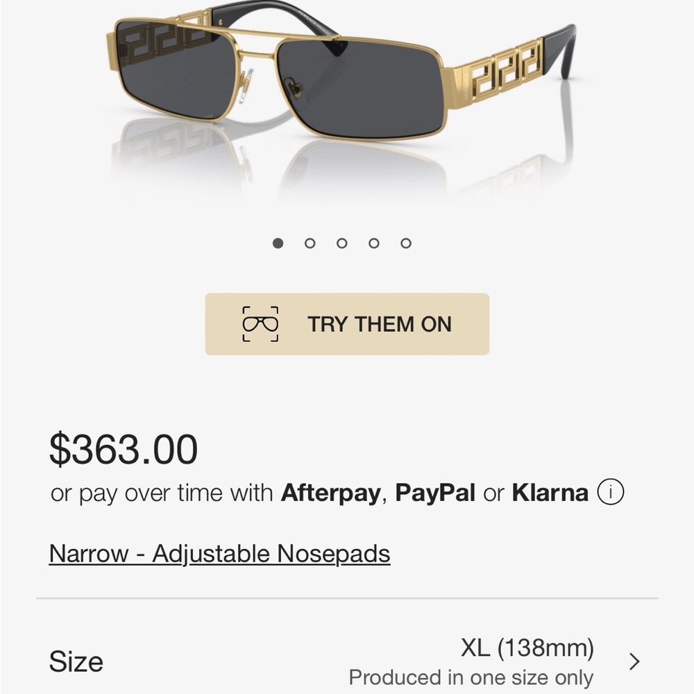 Men’s Versace, gold and dark gray sunglasses